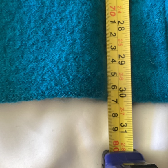 CHICO’S SIZE 1 LADIES LONG SWEATER VEST 100% WOOL TEAL BLK ACCENTS SNAPS CLOSE - Picture 6 of 7